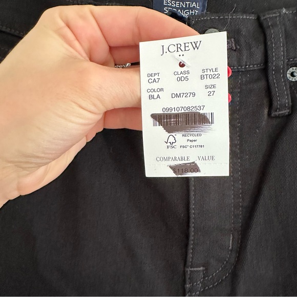 NWT J. Crew Essential Straight Stretch Jeans Black BT022 - Picture 6 of 12